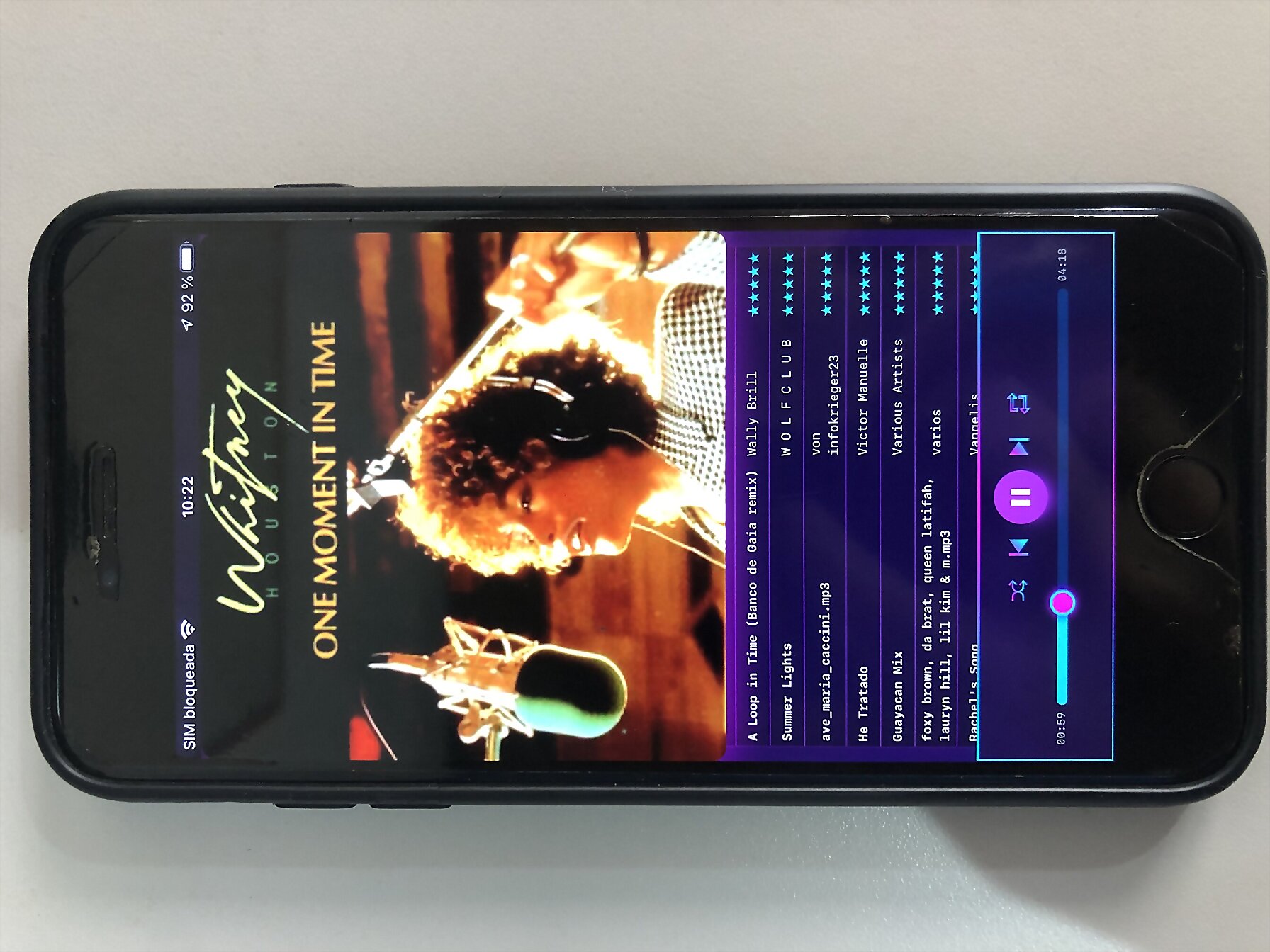 Synthwave Player mobile interface - library search