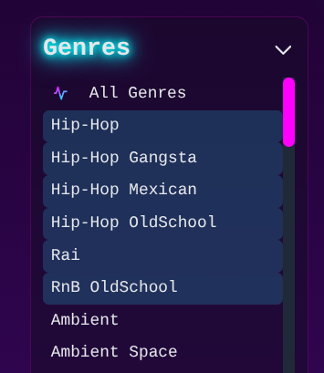 Synthwave Player multi-select list management