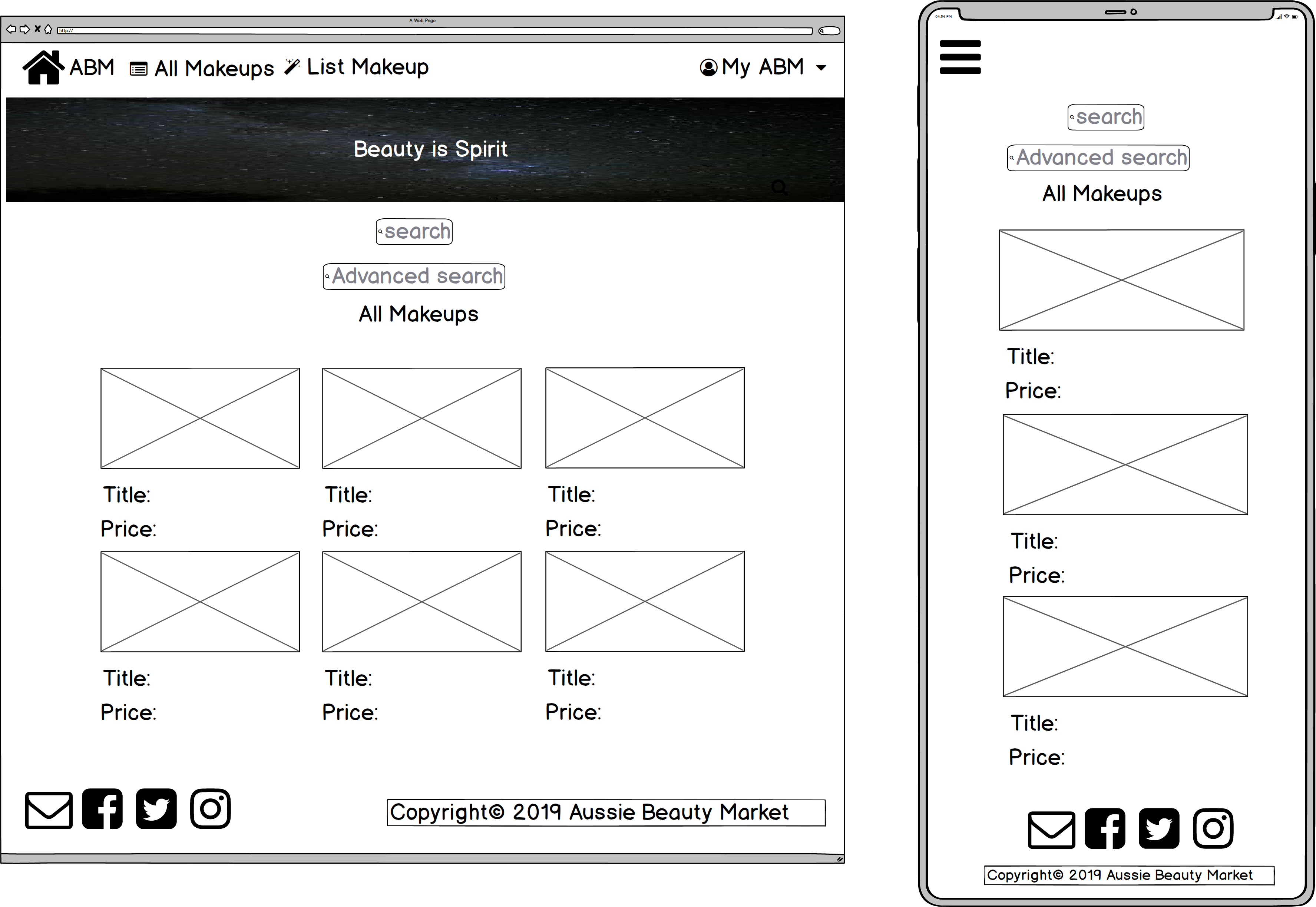 Marketplace - Wireframes