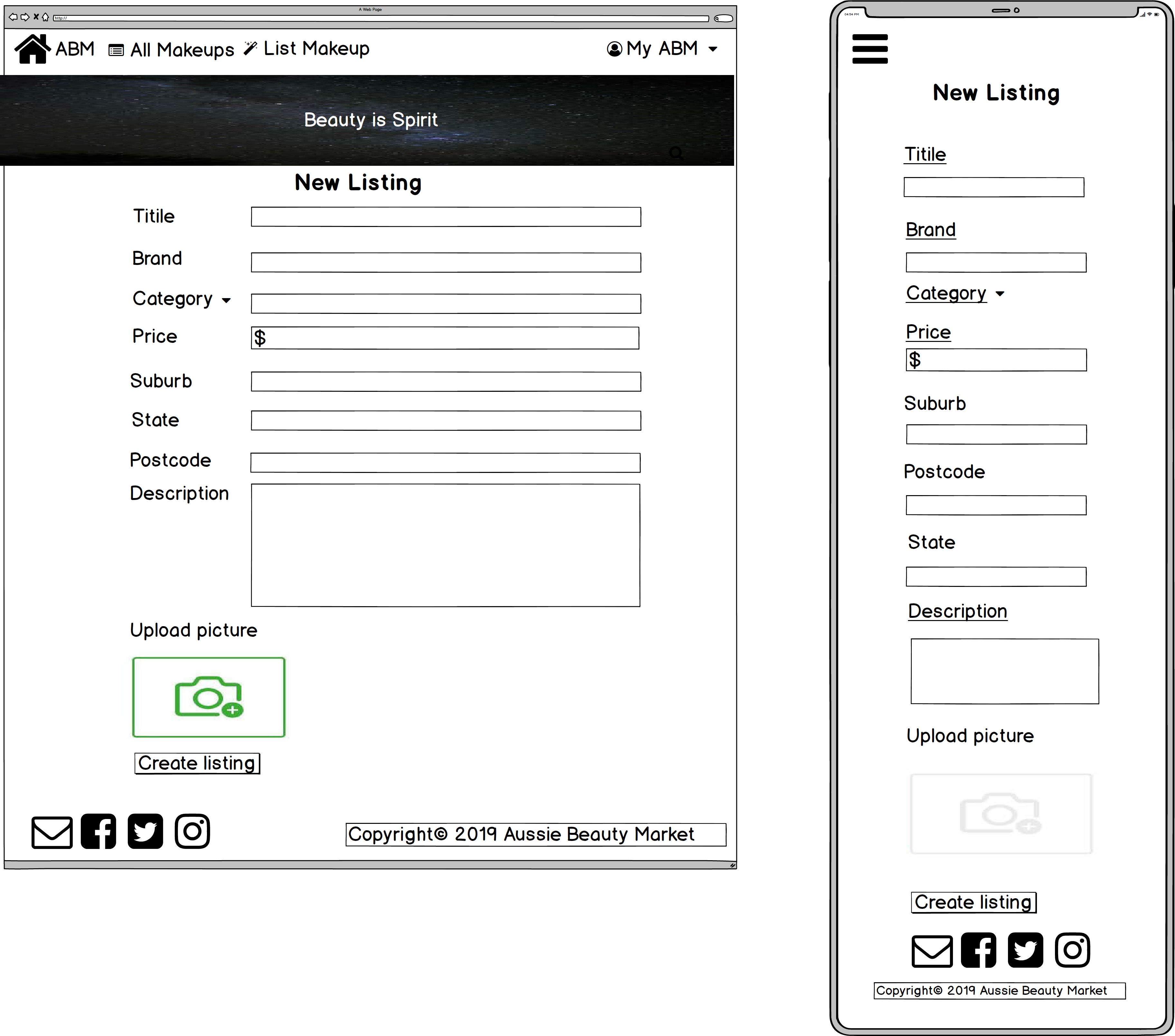 Marketplace - Wireframes