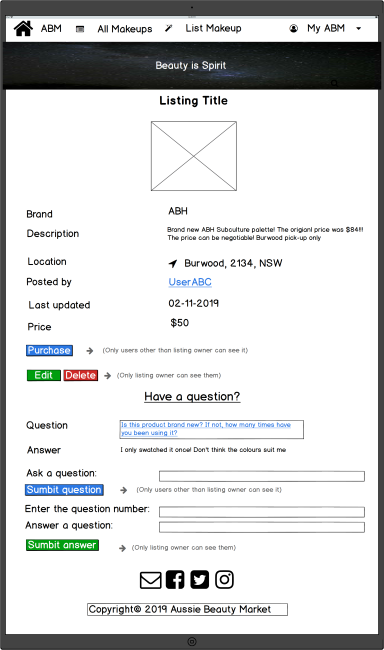 Marketplace - Wireframes