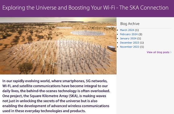 Exploring the universe and boosting your Wi-Fi: the SKA connection
