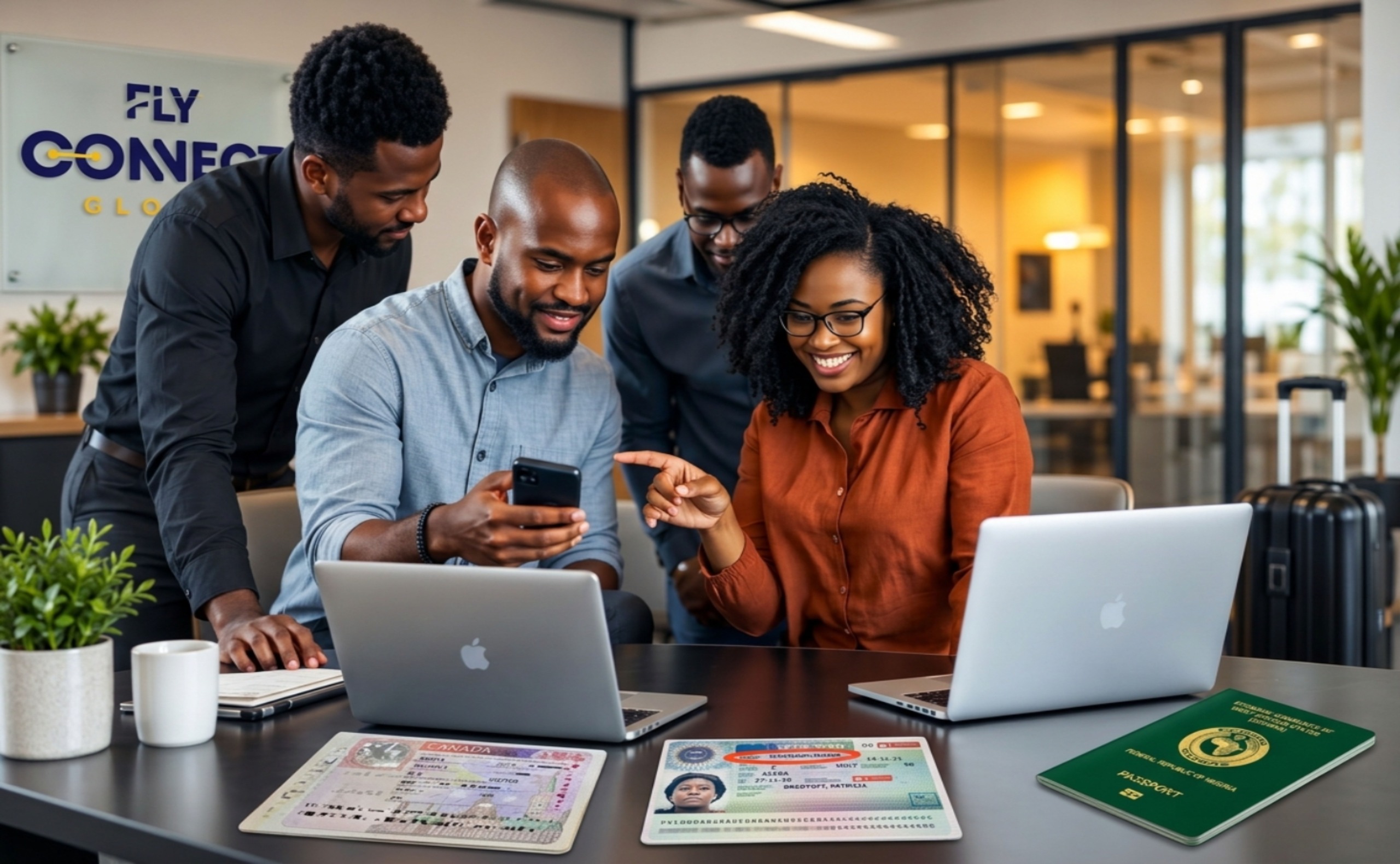 Fly Connect Global team supporting clients with their international journey