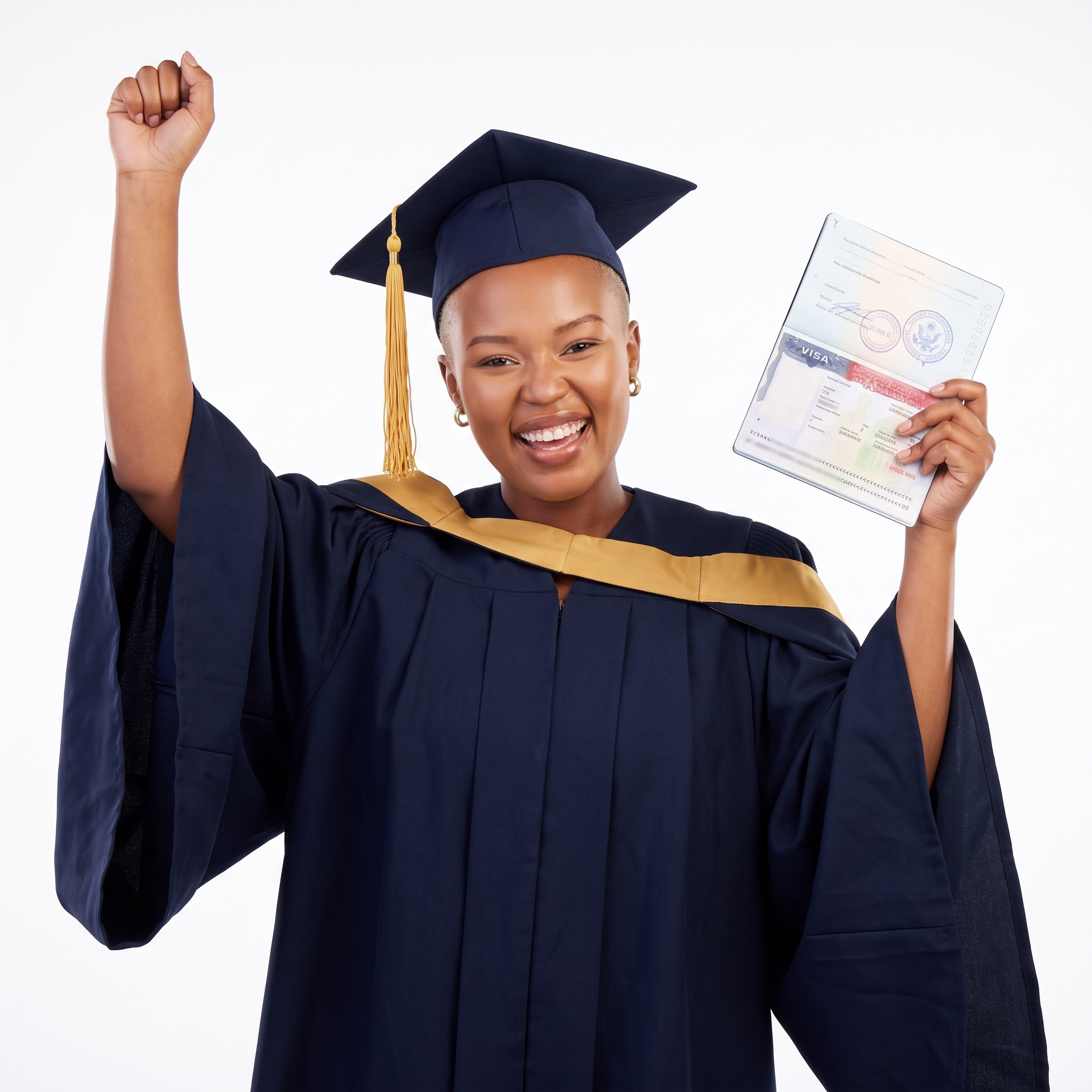Graduate celebrating her approved study visa