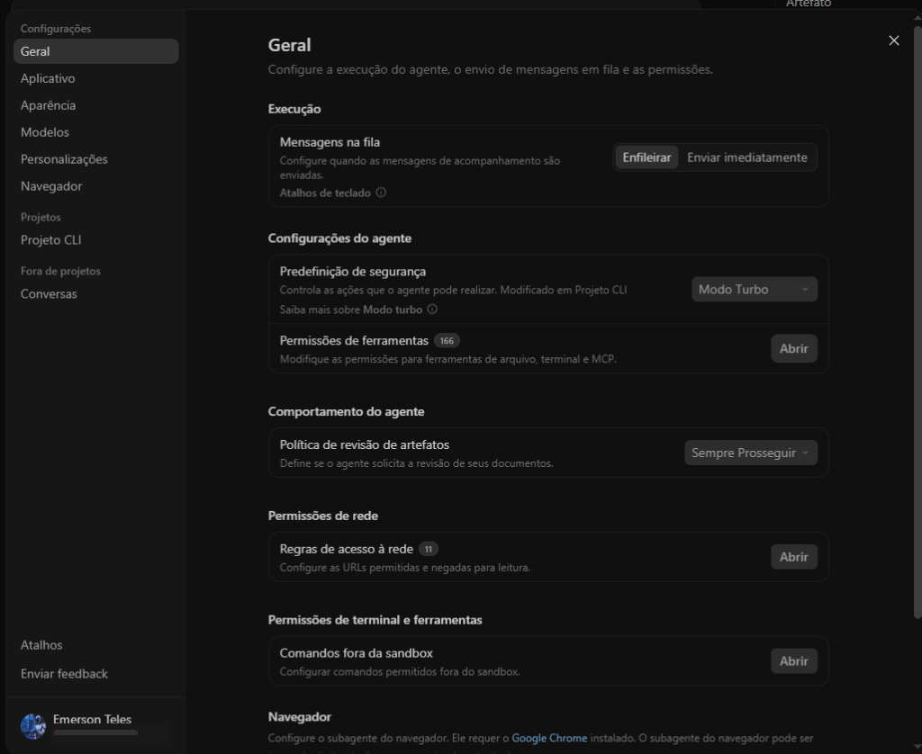 Painel de Configurações Traduzido