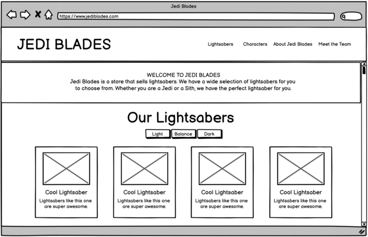 Landing page wireframe