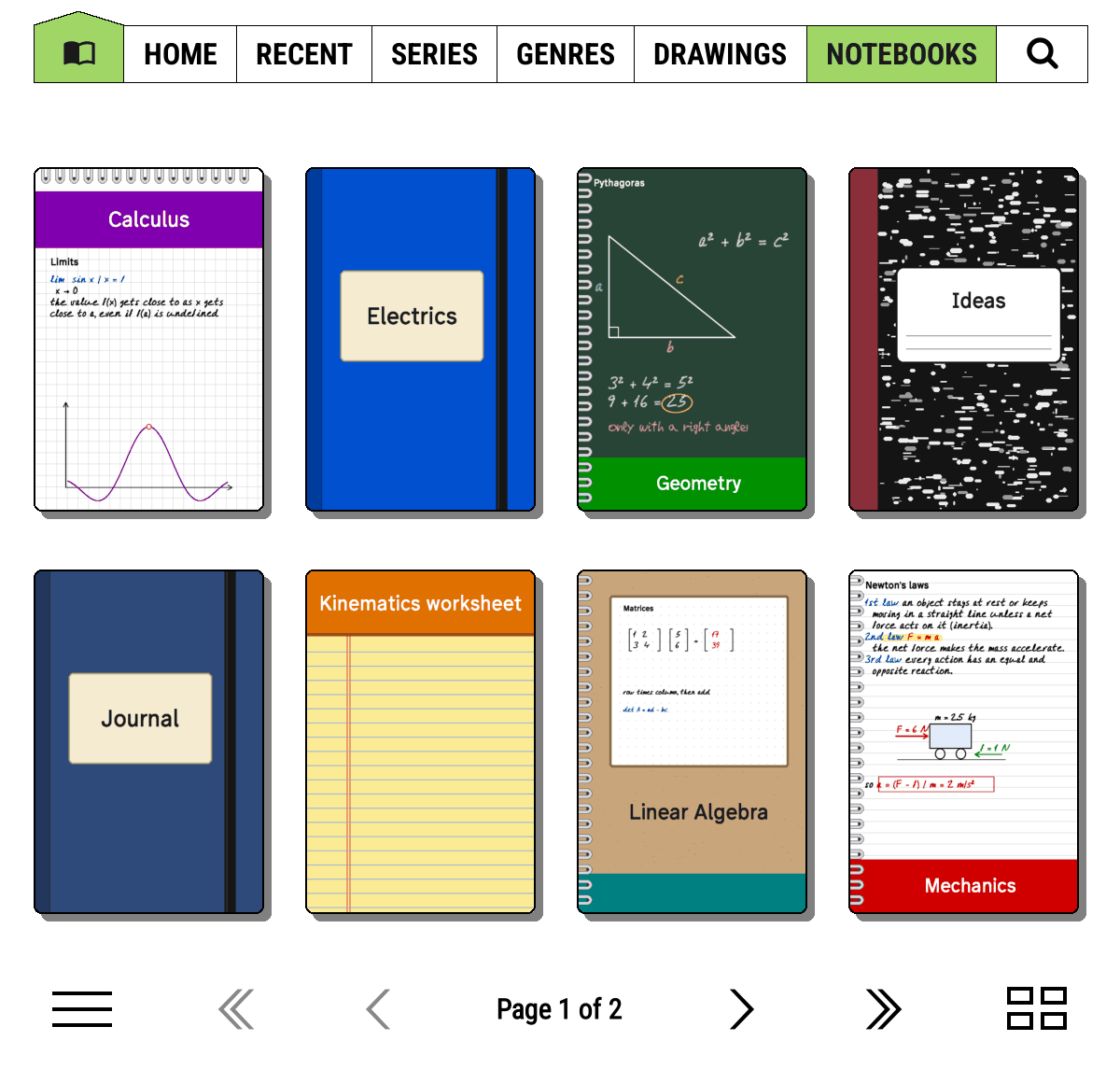 Notebooks shelf