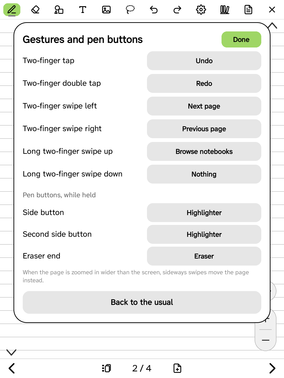 Gestures and pen buttons