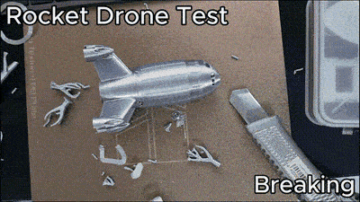A broken rocket drone part repaired with Layer Rescue