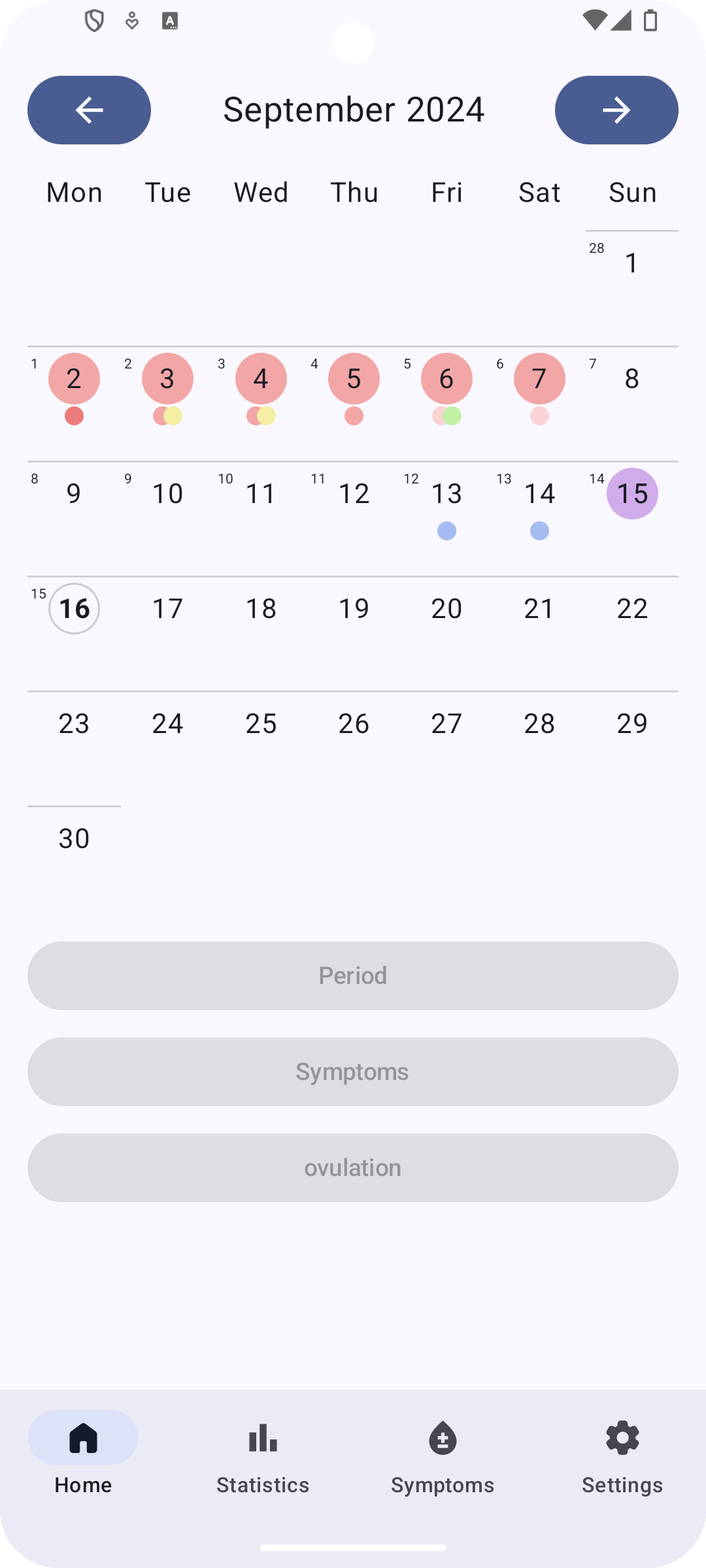 Screenshot 1 of Mensinator — opens full size
