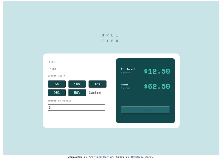 Design preview for the Tip calculator app coding challenge