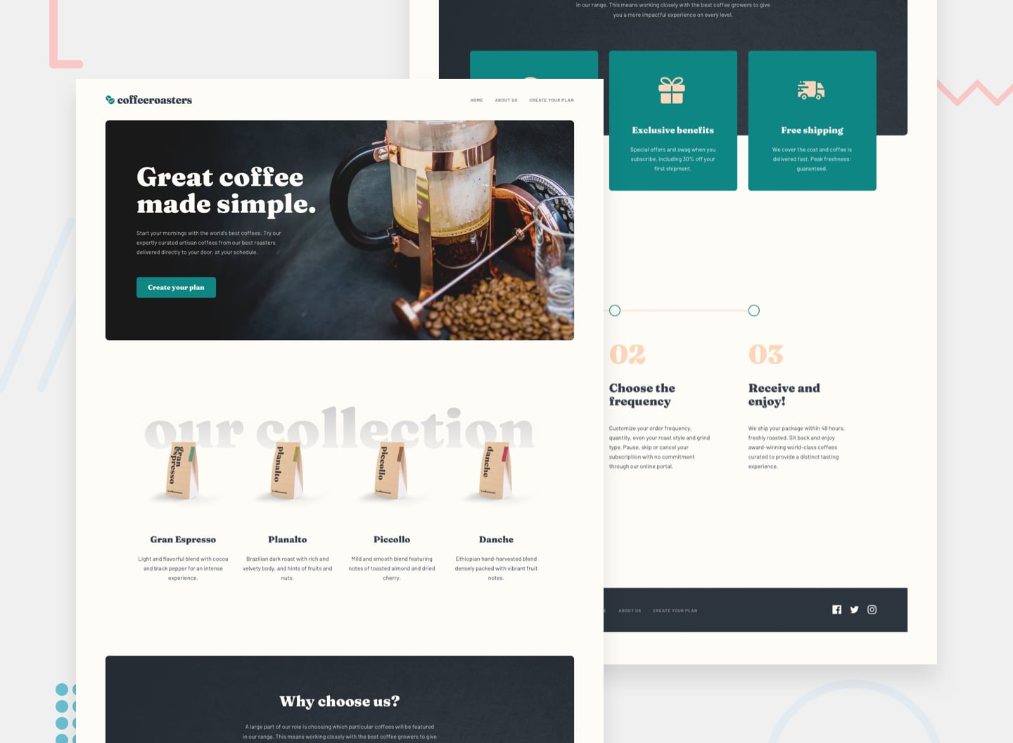 Design preview for the Coffeeroasters subscription site