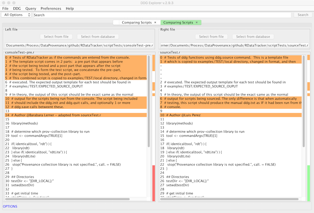 Comparing R scripts