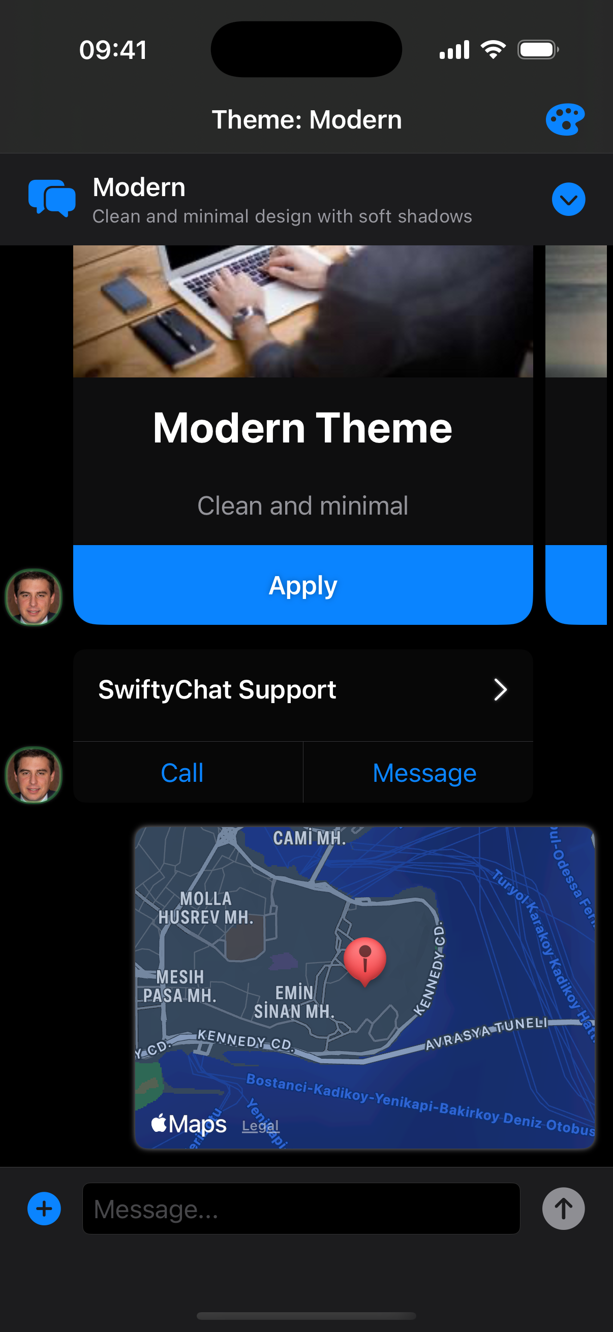 Theme showcase in dark mode
