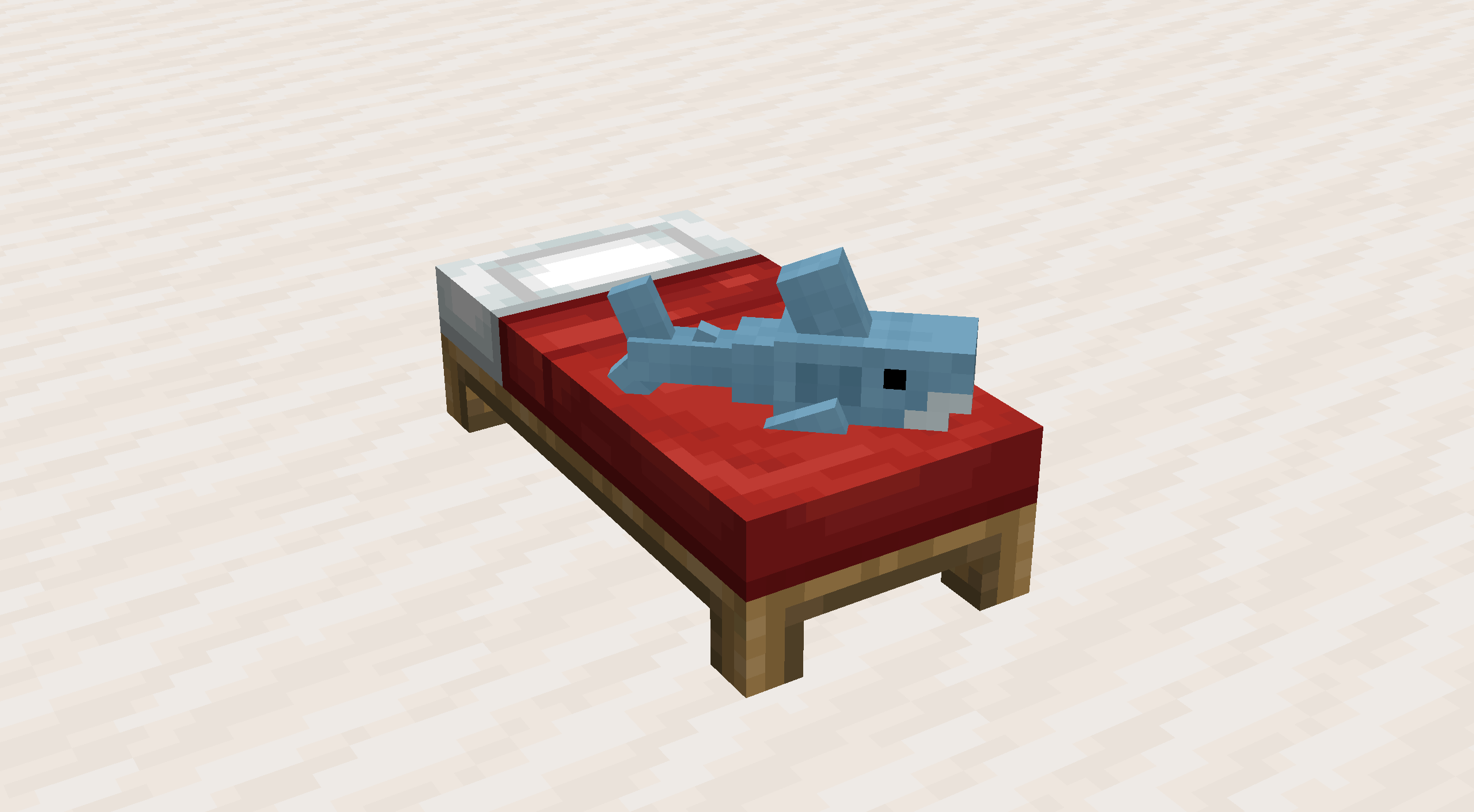 Preview of a shark placed on a bed