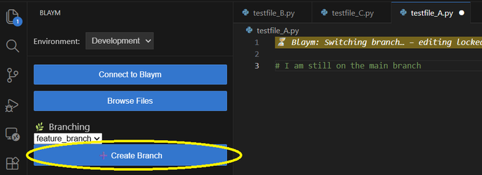 Create branch in sidebar