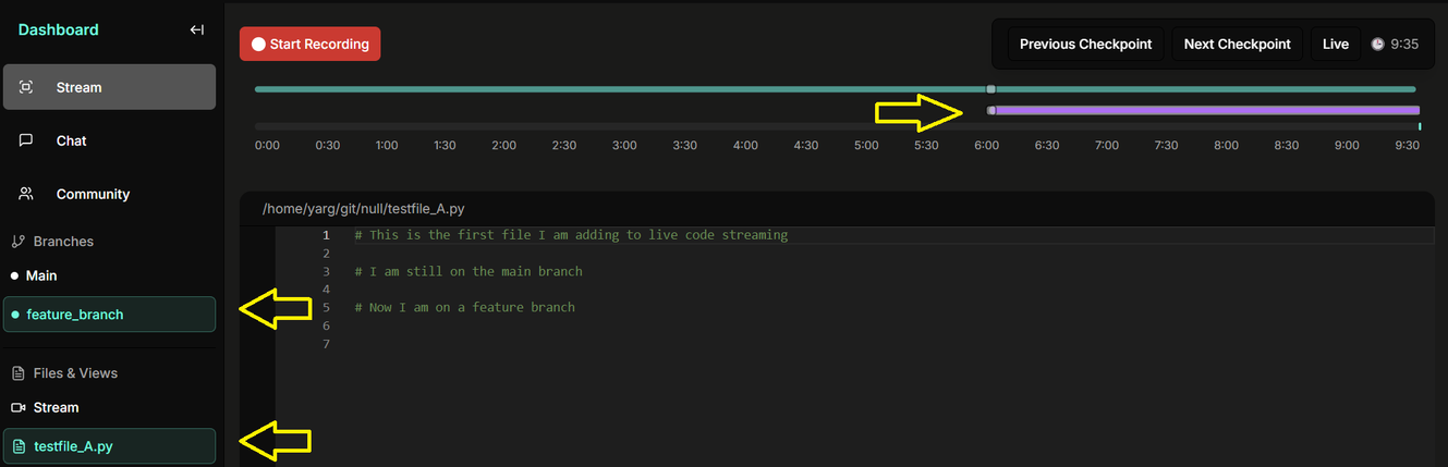 Branch timeline view