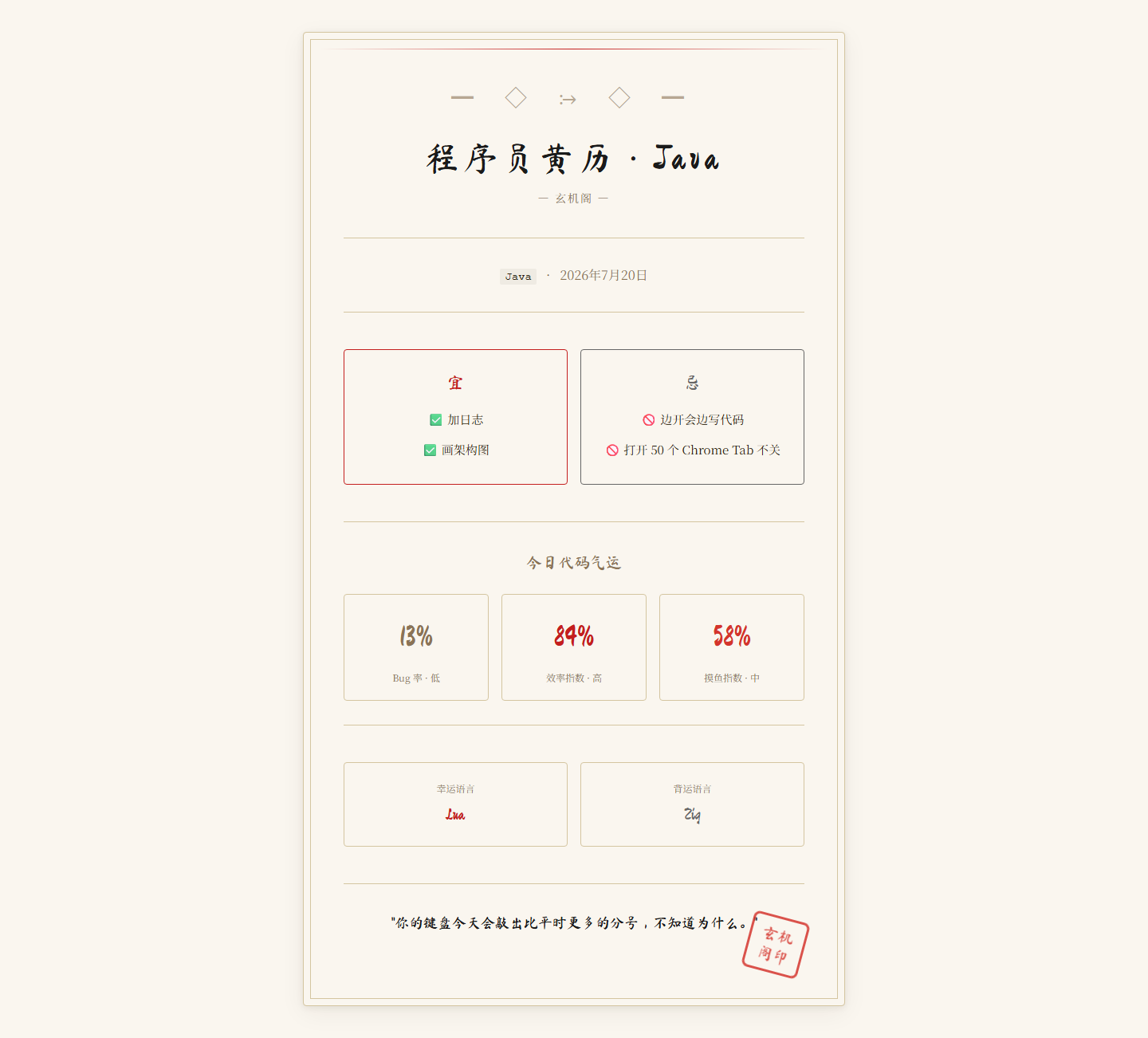 程序员黄历
