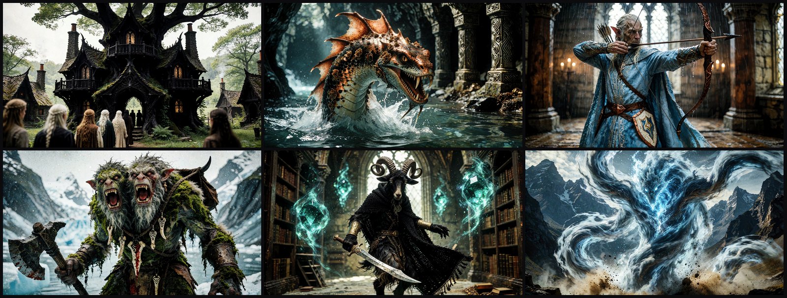 Fantasy scenes generated by SceneWeaver