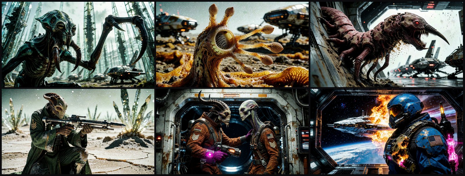 Creatures and crew generated by SceneWeaver