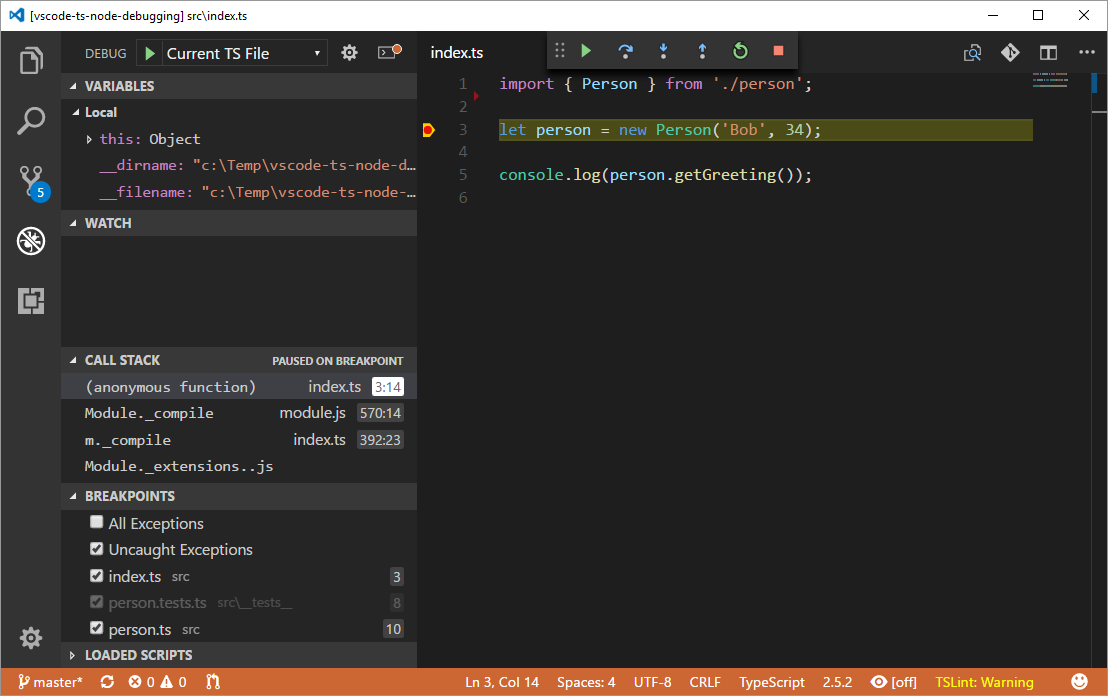 Vscode Ts Node Debugging