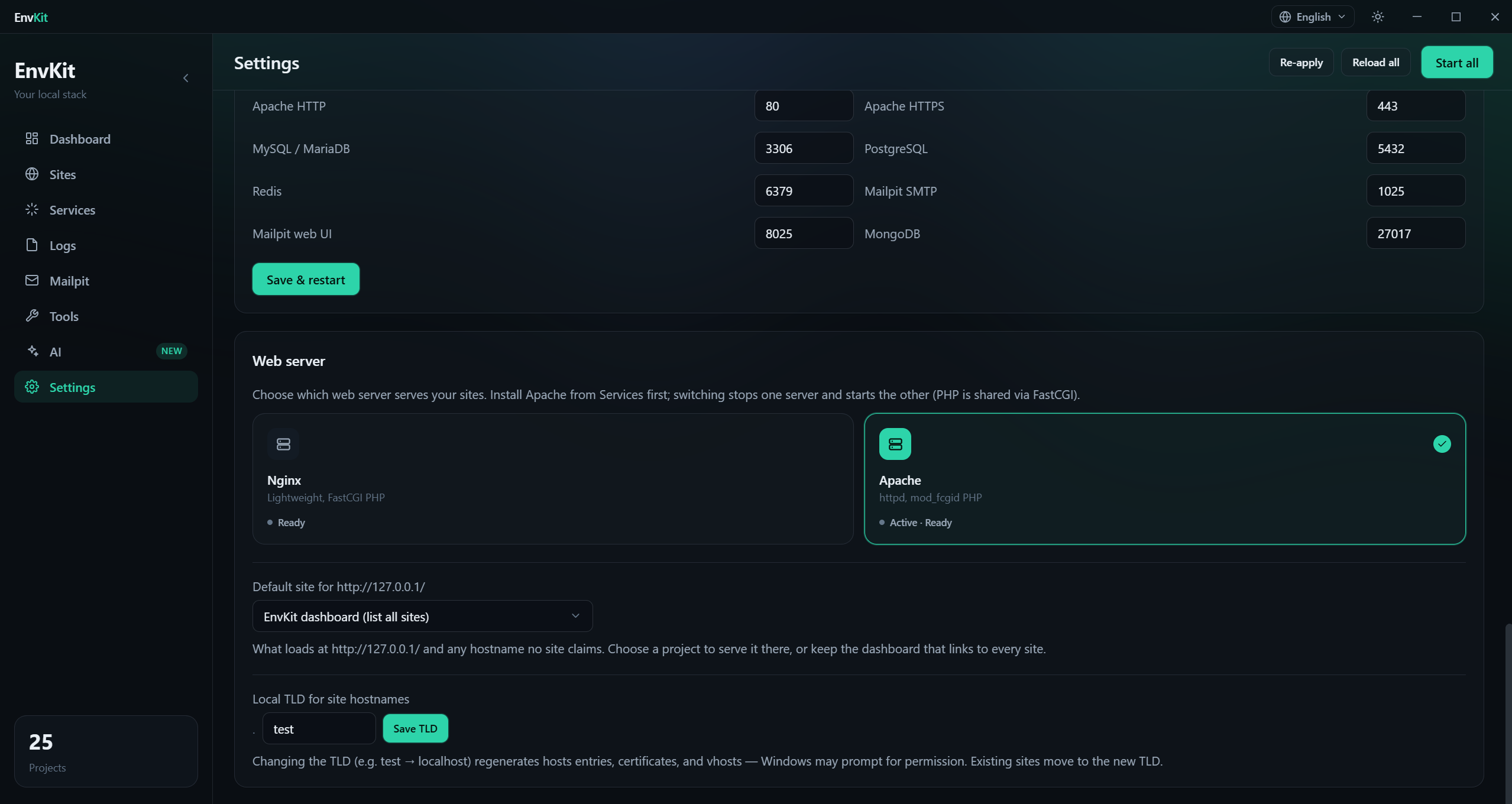 EnvKit settings
