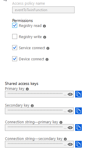 IoT Hub Required Access Policy