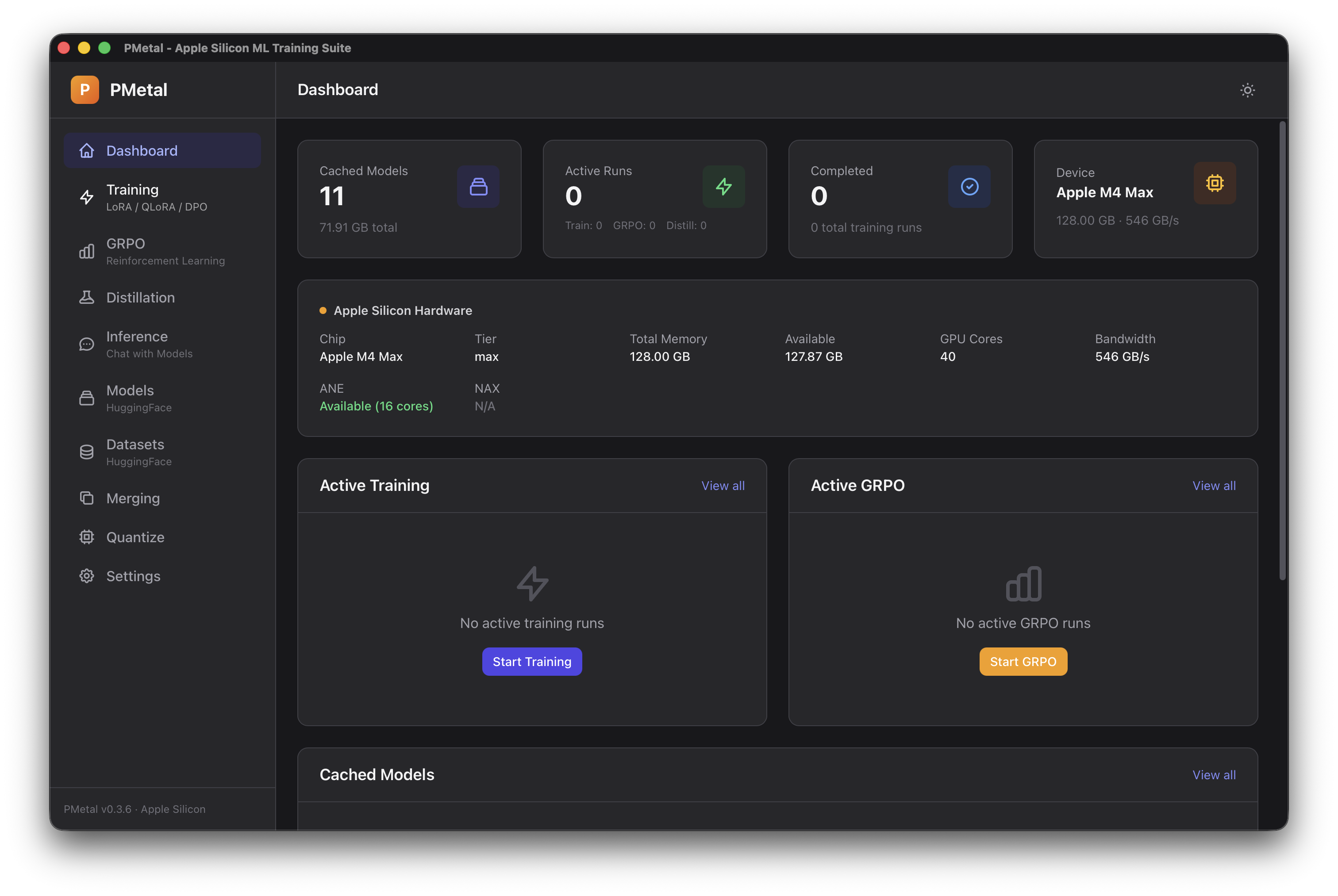 pmetal screenshot showing GUI