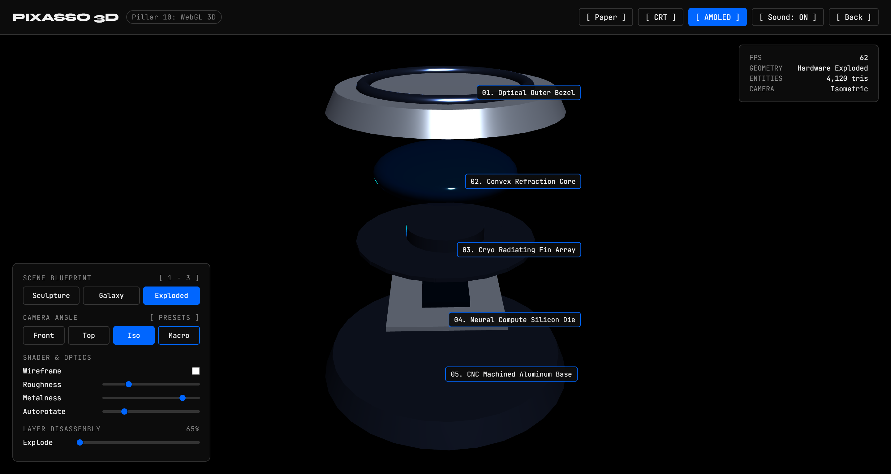 Pixasso 3D Spatial Hardware Exploded View