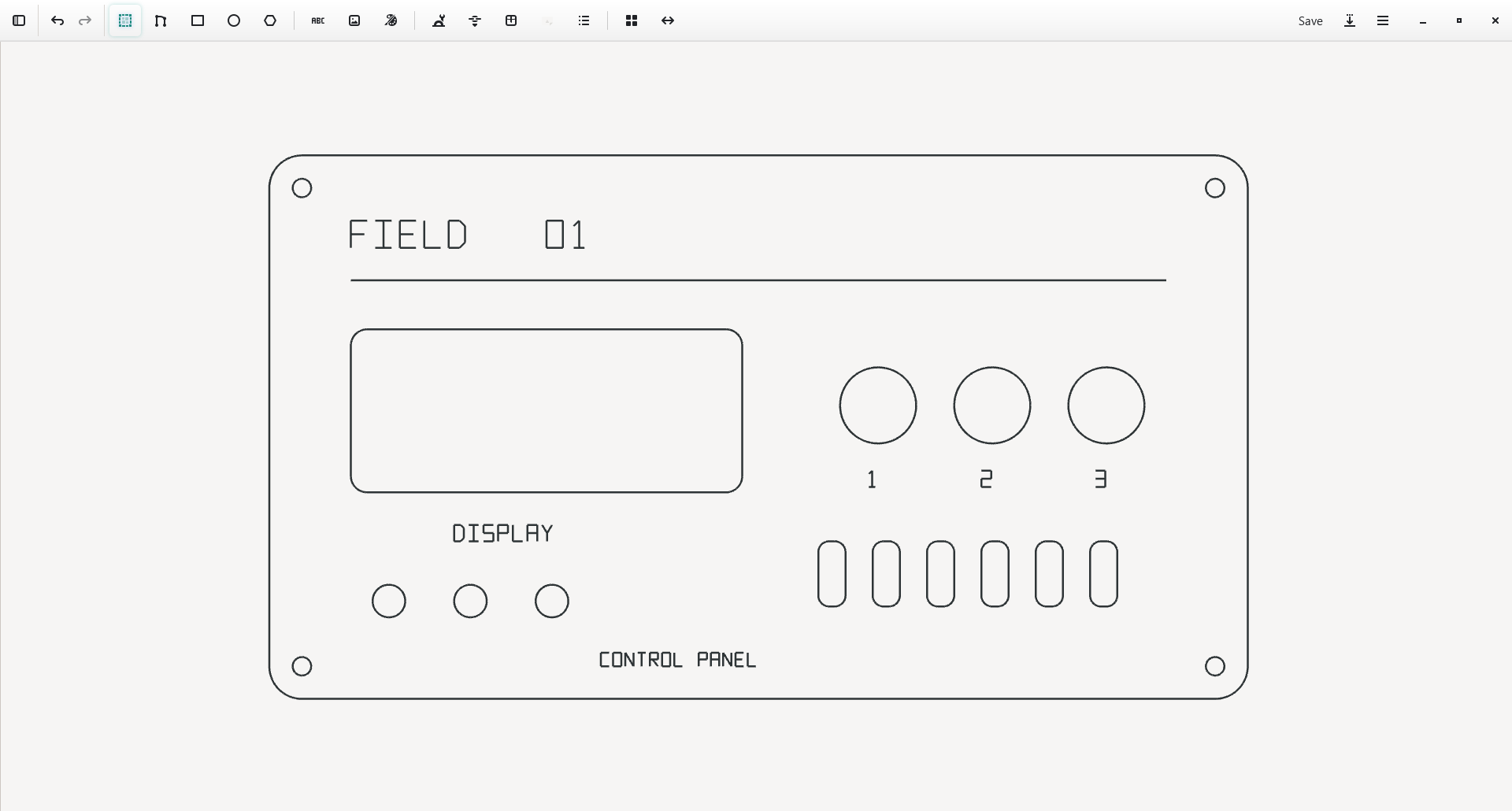 The same control panel in the light theme, with the complete outline and all openings visible.