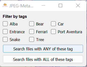 Selecting the tags to for the filtering