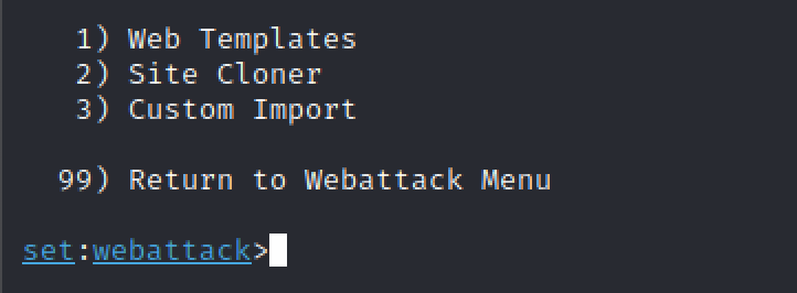 Menu principal SET