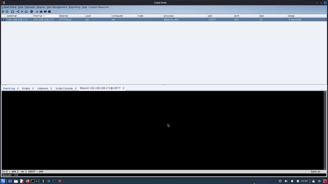 리눅스 비콘 명령어 데모