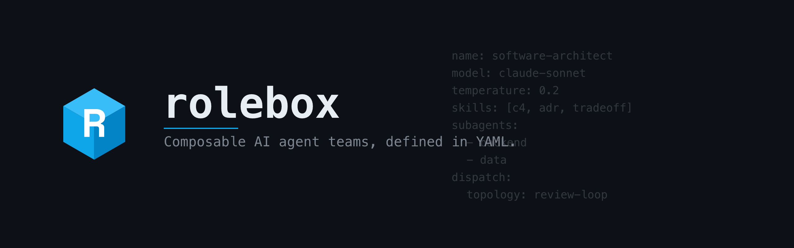 rolebox — Turn one AI coding assistant into a team of specialists — defined in YAML, no code.