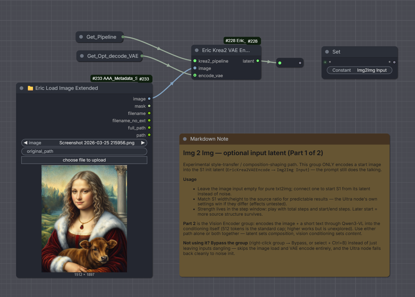 img2img: Load Image feeding VAE Encode into the Ultra node's init latent
