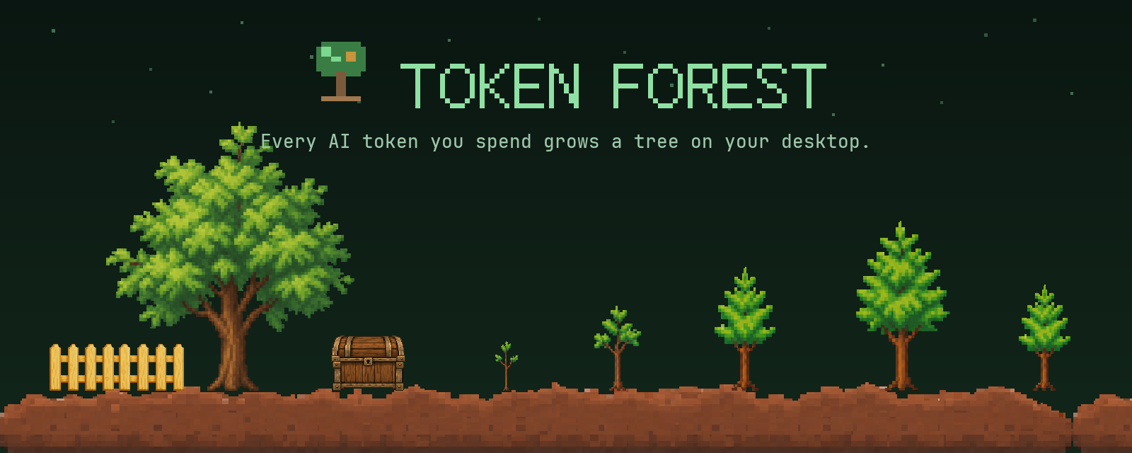 Token Forest — pixel trees growing on your desktop