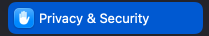 Privacy & Security in System Settings