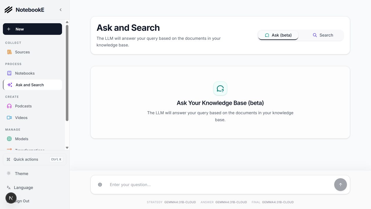 Ask and Search across the knowledge base