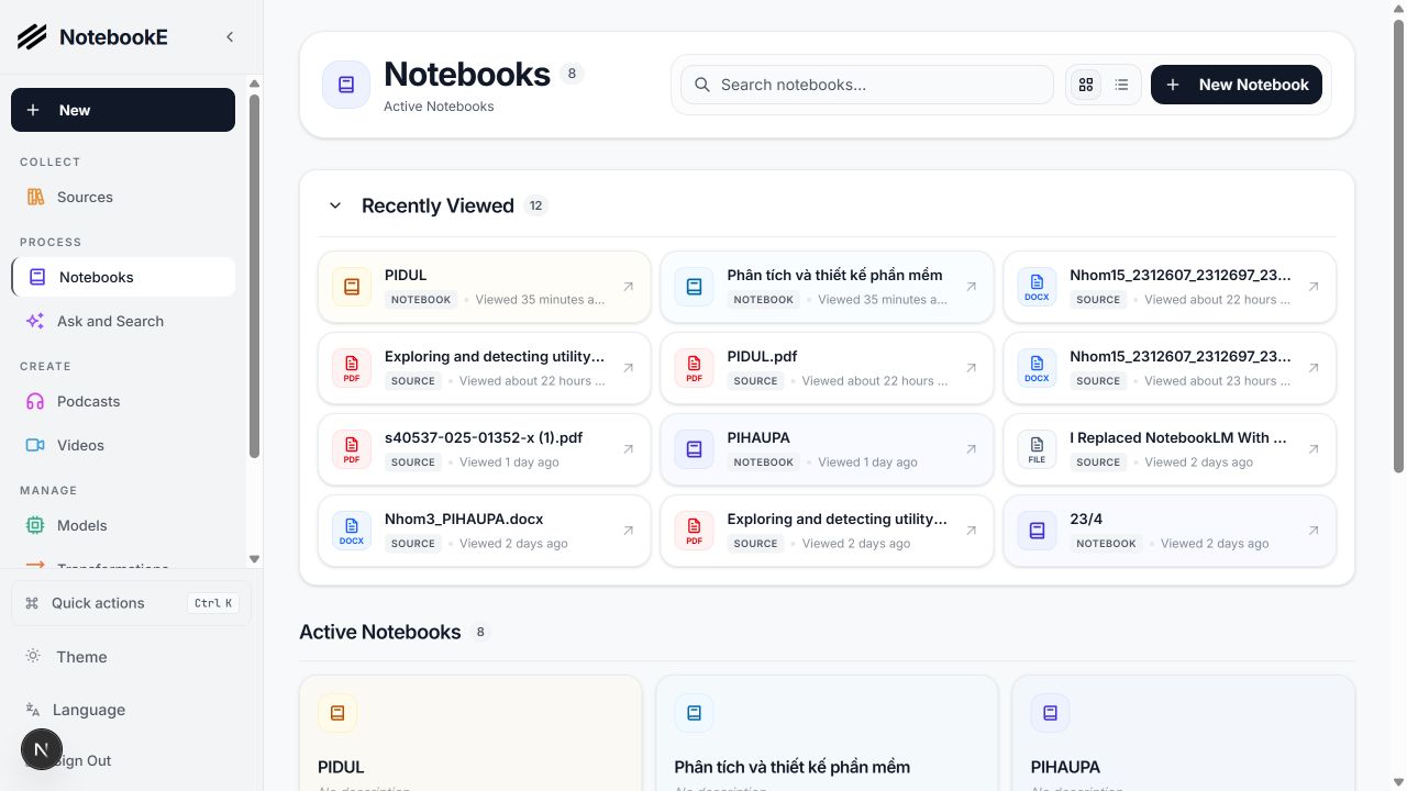 NotebookE notebook library