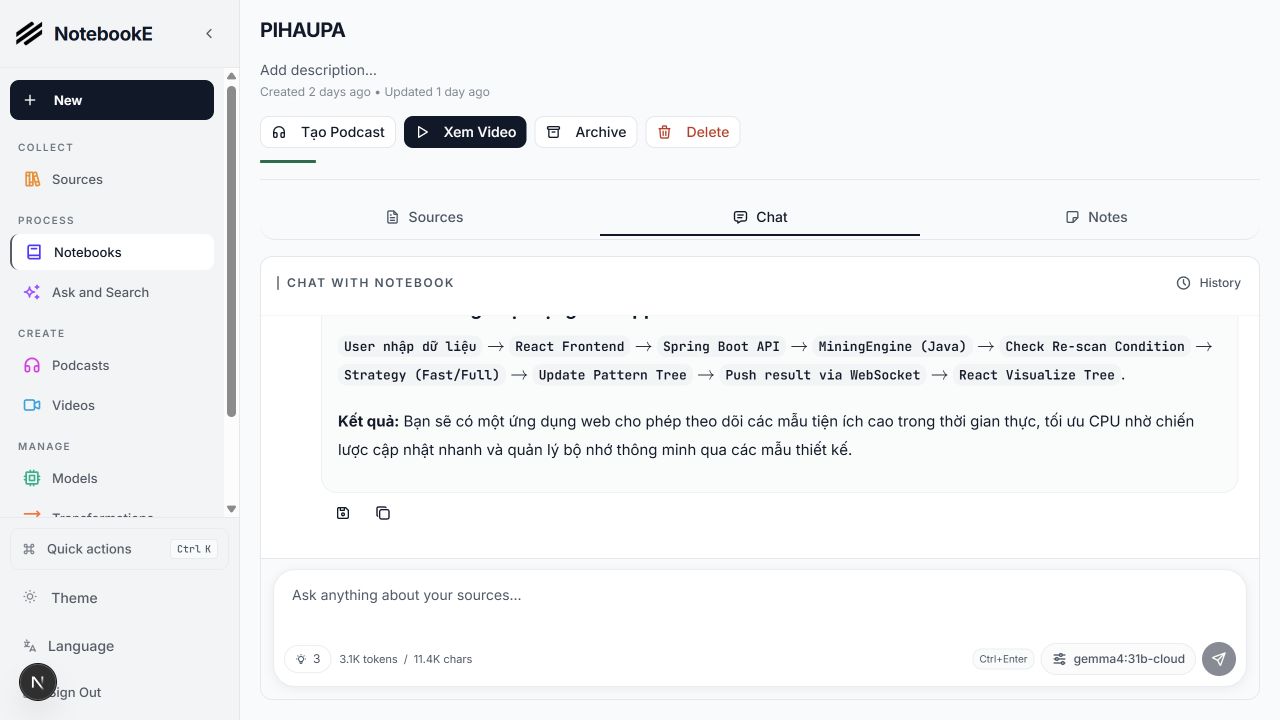 Chat with a NotebookE notebook