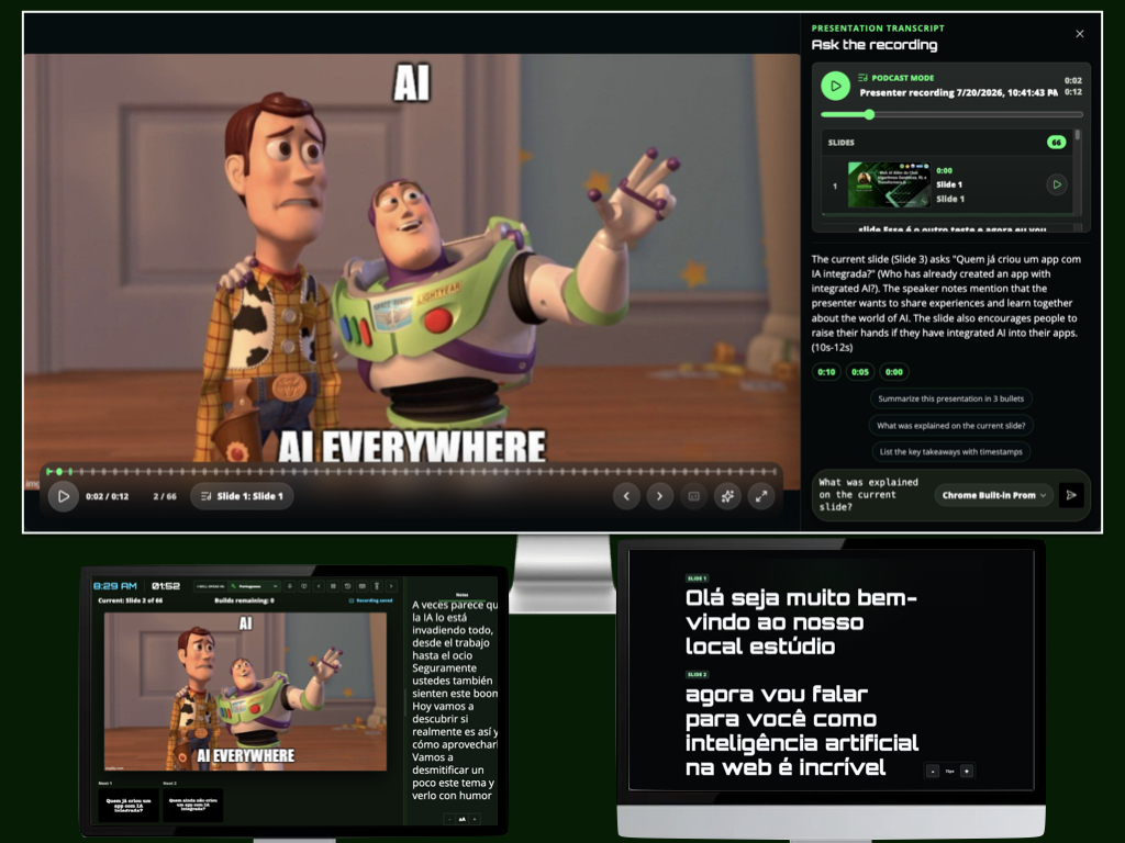 LocalStudio public view with transcript Q&A and podcast playback