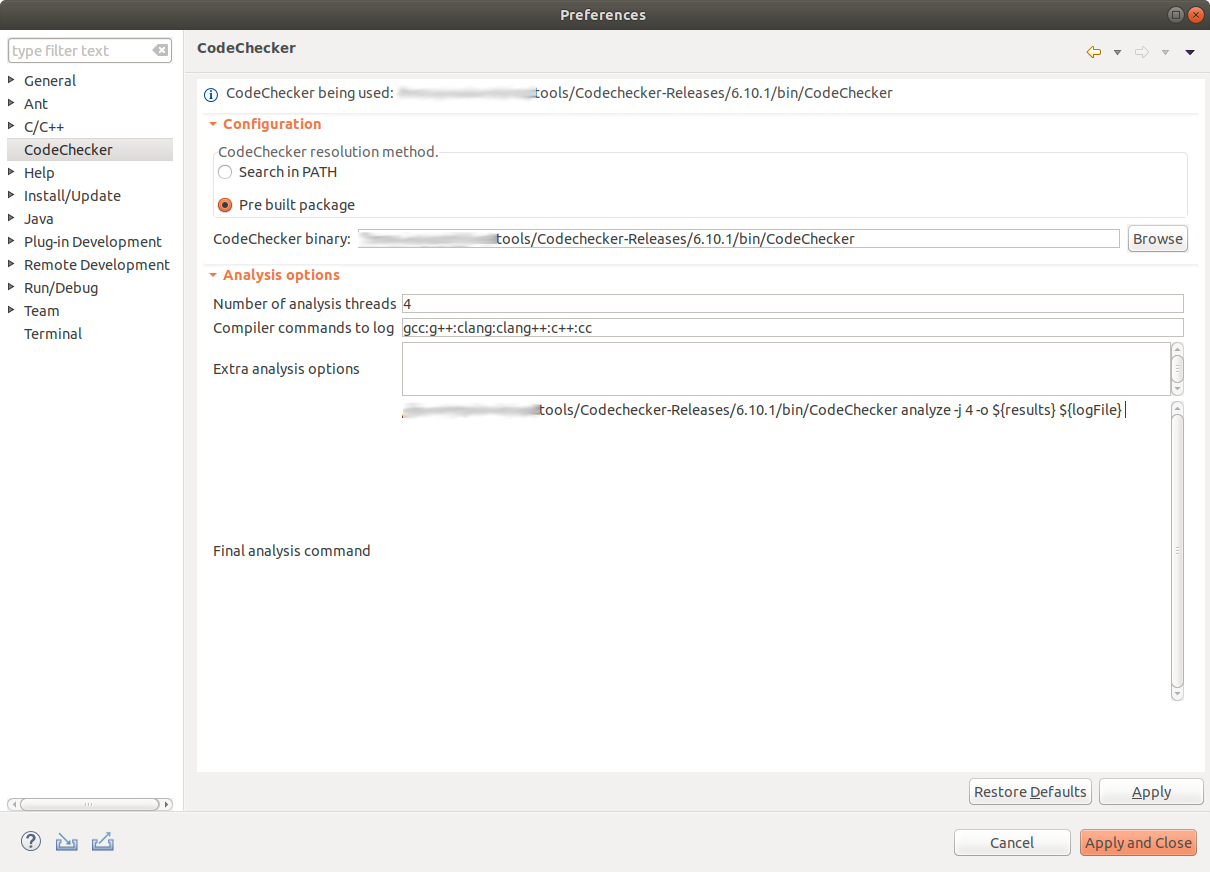 CodeChecker Configure