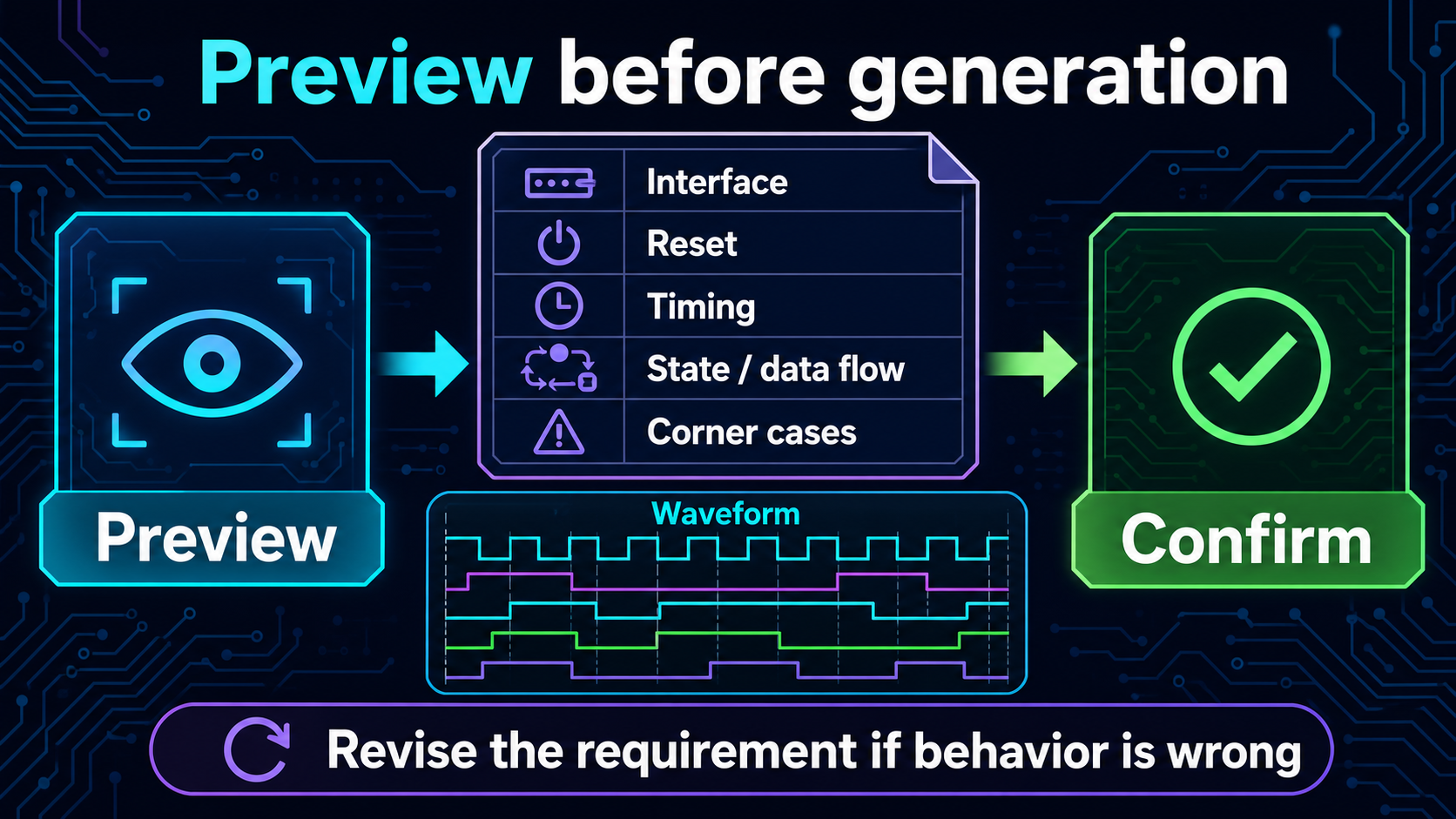 Preview and confirmation before generation