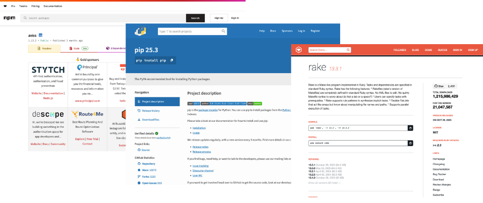 Current visuals of package registry pages package information Current visuals of package registry pages package information