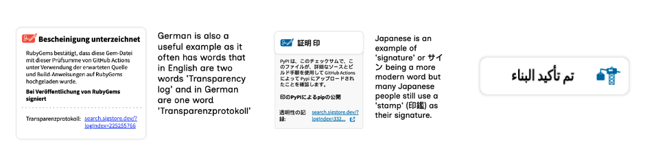 Some examples of the differences in UI when translated/localised Some examples of the differences in UI when translated/localised