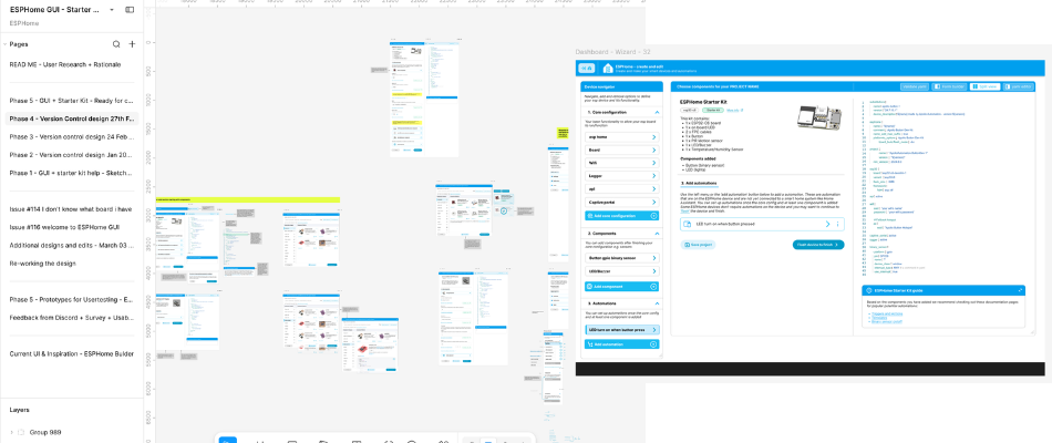 New GUI Builder design next to the old one