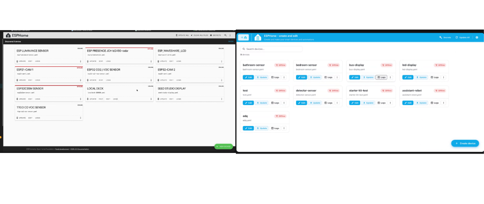 New Dashboard design next to the old one