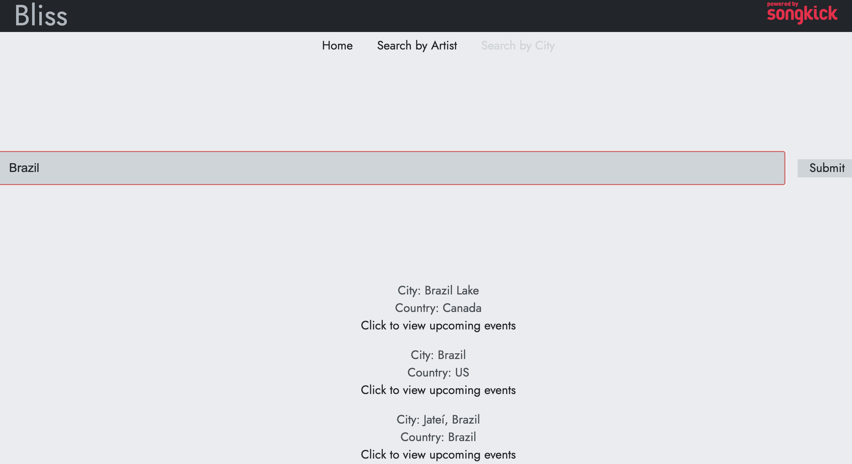 City Search Page