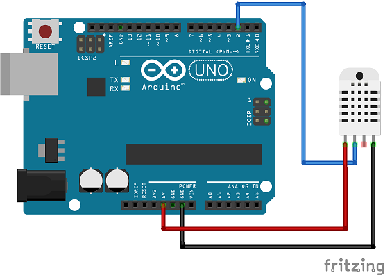 Schematic DHT22 and Arduino UNO
