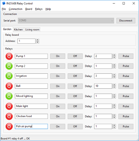 Screenshot R421A08 Relay Control GUI
